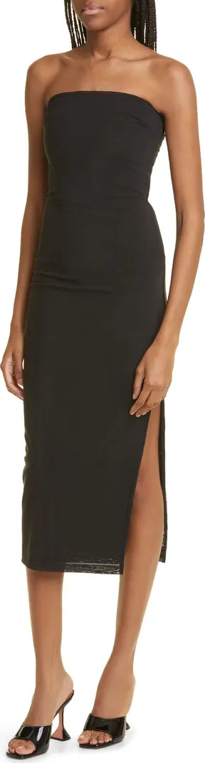 Strapless Mesh Midi Dress | Nordstrom