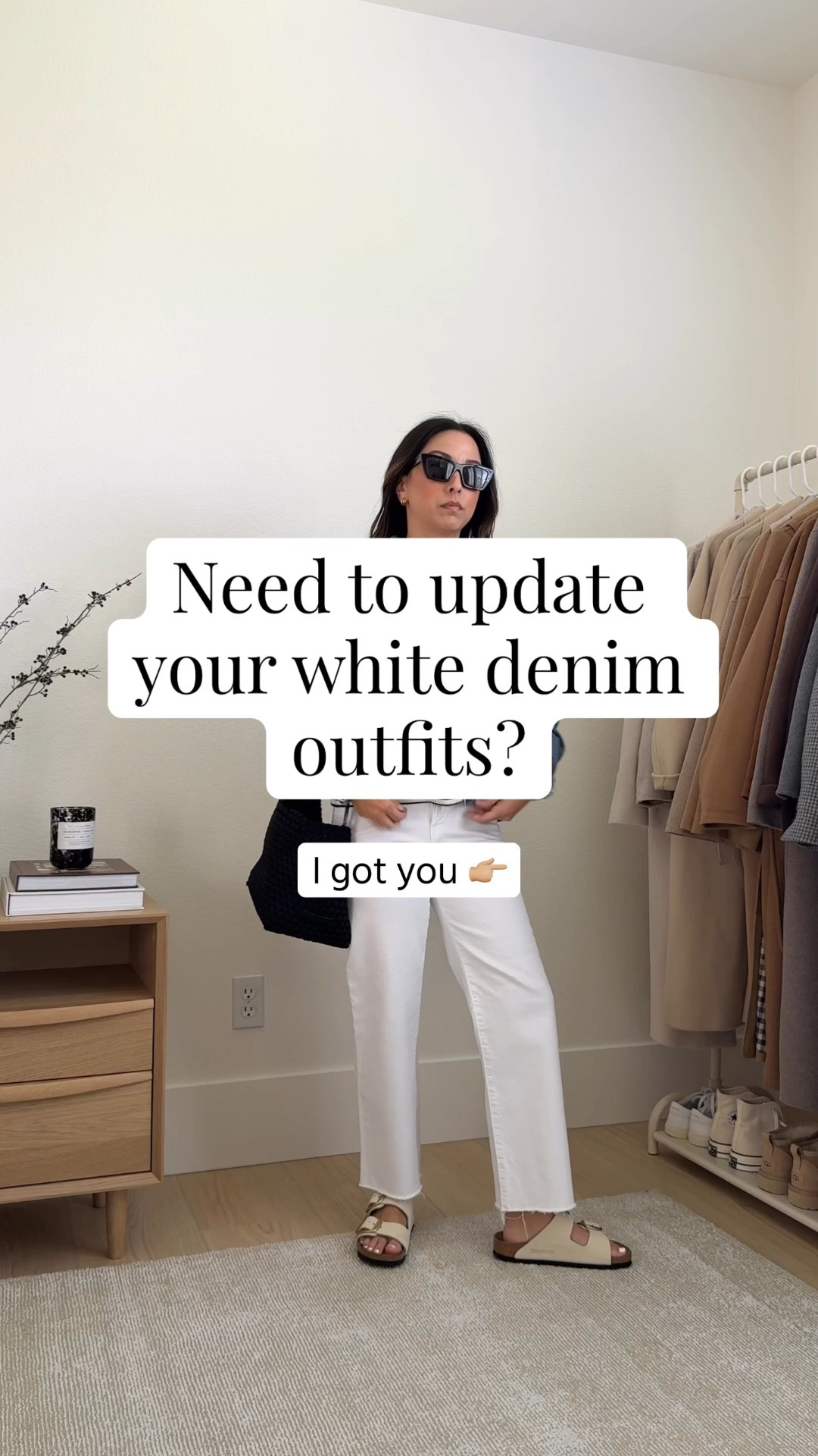 5 ways to update your white denim outfits

Look 1

J.Crew cropped denim shirt small - old
Everlane Way High 2.0 Sailor jeans 25 - cut hems
Everlane loafers 5.5
Amazon bag
J.Crew striped sweater xs - old
Le Specs sunglasses

Look 2

Madewell white tee xs
Madewell denim shacket xs - old
Everlane Way High 2.0 Sailor jeans 25 - cut hems
Onitsuka Tiger sneakers 4 mens
Madewell bucket bag - old
Celine sunglasses
Everlane cashmere sweater xs 

Look 3

Alex Mill Jaket xs
Kule tee medium
Levi's Rib Cage Ankle straight jeans 25
Loeffler Randall Leonie flats 5.5
The Row Tote Small
Celine sunglasses

Look 4

Gap Big Shirt petite xs
Levi's Rib Cage Ankle straight jeans 25
Everlane cotton sweater xs
The Row Tote small
Loeffler Randall mesh flats 5 - run narrow
Celine sunglasses

Look 5

AGOLDE Palmer denim jacket xs
Everlane tee medium
Everlane curve jeans 26 - Sized up 2 sizes and cut hems
Hermes Oran sandals 35
Liffner small bag - old
Celine sunglasses

#LTKmomlife #LTKPetite