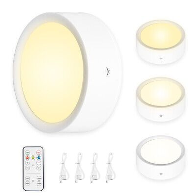 Wireless LED Puck Light 4 Pack Remote Control Cabinet Closet USB Rechargeable  | eBay | eBay AU