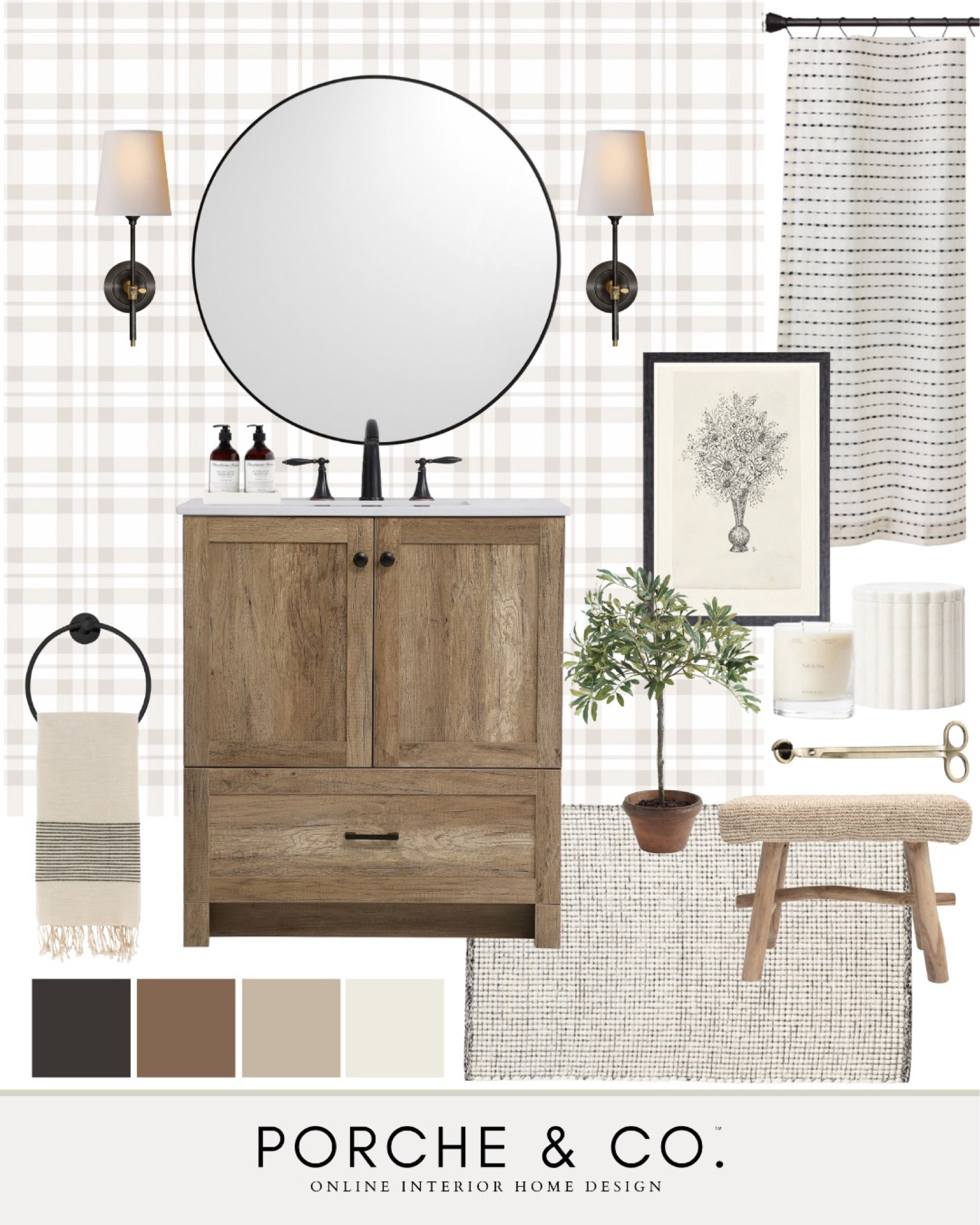 Bathroom mood board, bathroom design, bathroom inspo, bathroom decor, powder bath, wood vanity #bathroom #moodboard 

#LTKhome #LTKstyletip #LTKSeasonal