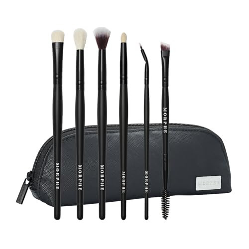 Morphe Eye Stunners Makeup Brushes - 6 Piece Eyeshadow Brush Set - Lining, Blending & Angled Eyeshadow Brushes - Made with Natural & Synthetic Bristles and Includes Makeup Brush Case (6 Count) | Amazon (US)