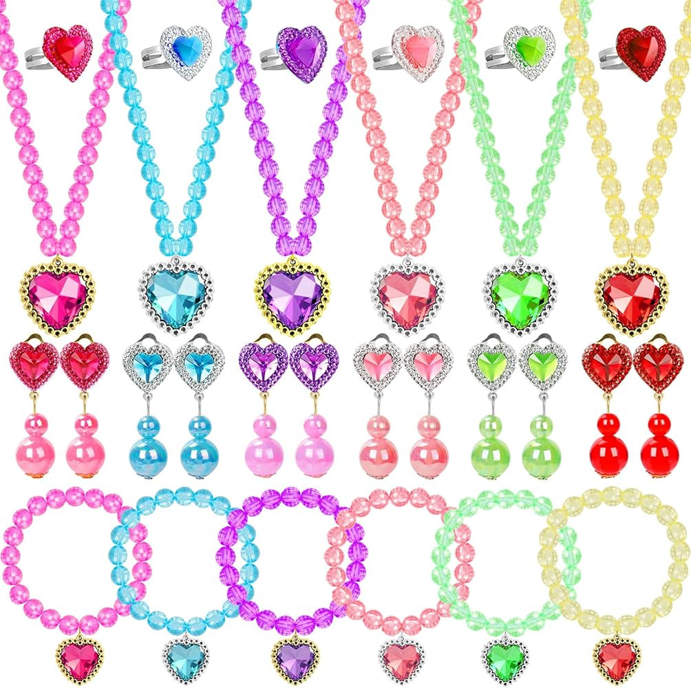 Kids Jewelry for Girls, 30pcs Princess Dress Up Play Jewelry Toys for Girl 4-6, Toddler Necklace ... | Amazon (US)
