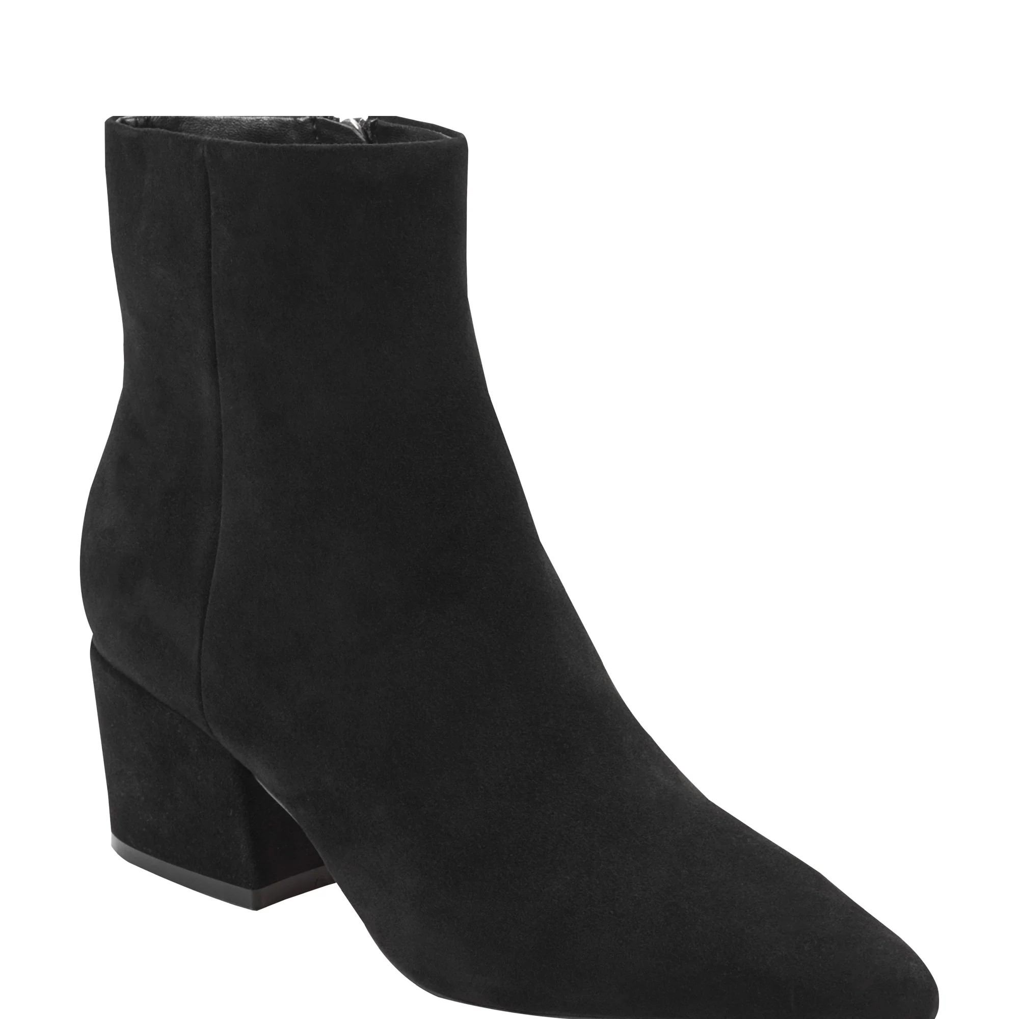 Women's Alfie Block Heel Leather Ankle Bootie - Black Suede | Marc Fisher Footwear | Marc Fisher