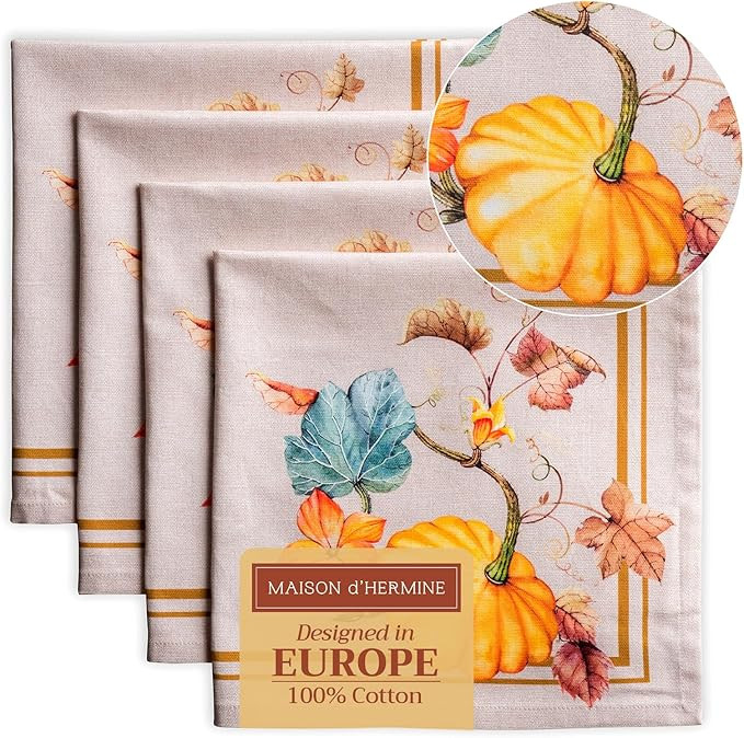 Maison d' Hermine Napkins 100% Cotton Set of 4 Decorative Napkin Washable Cloth Napkins for Gifts... | Amazon (US)