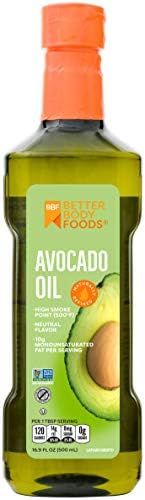BetterBody Foods Avocado Oil, Refined Non-GMO Cooking Oil for Paleo and Keto, 500 Milliliters | Amazon (US)