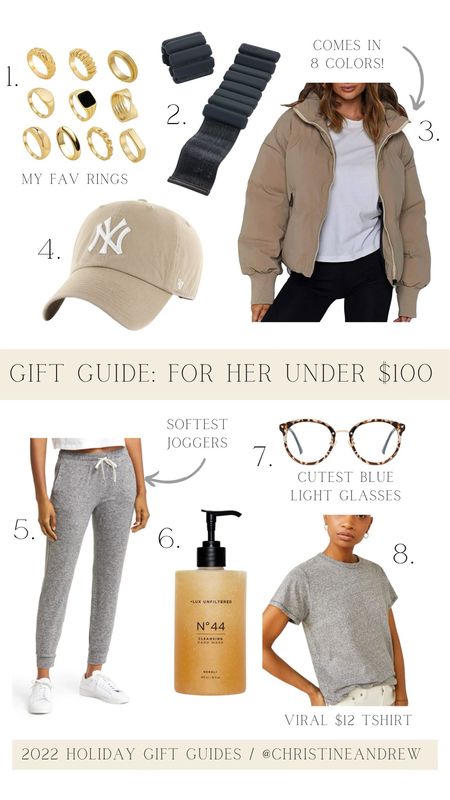 Holiday gift guide: For her under $100 ✨

Gift guide; holiday gifts; amazon fashion; Nordstrom gifts; Vuori joggers; Walmart tshirt; blue light glasses; gold stacking rings#LTKGiftGuide

#LTKHoliday #LTKSeasonal