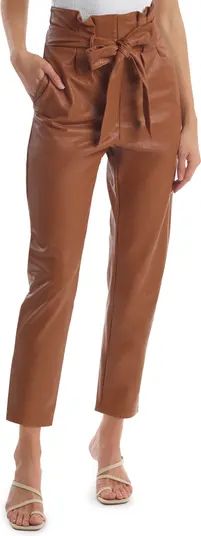 Faux Leather Paperbag Waist Crop Pants | Nordstrom