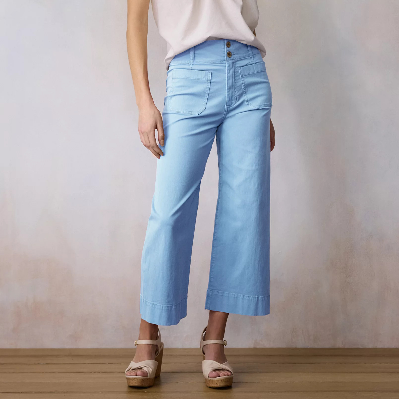 Women's LC Lauren Conrad Wildflower Super High Rise Wide Leg Crop Pants | Kohl's