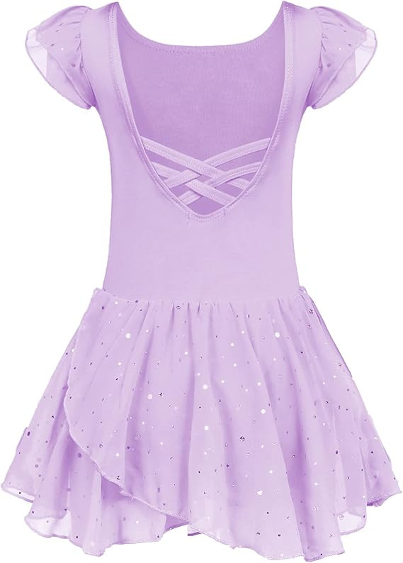 Arshiner Girls Ruffle Sleeve Ballet Dance Dress Tutu Skirted Leotard | Amazon (US)