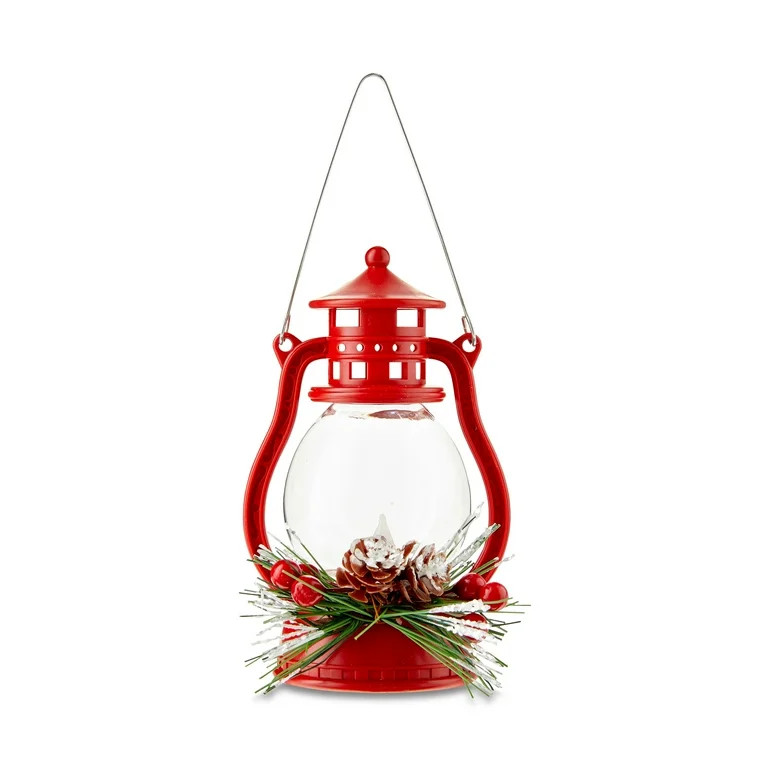 Red & Green LED Light Lantern Christmas Ornament, 4.72 in, 1 Count, by Holiday Time | Walmart (US)