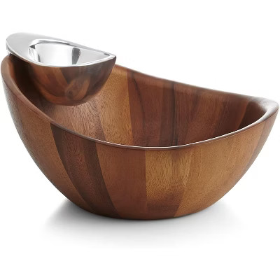Nambe Harmony Chip and Dip Bowl, Acacia Wood Bowl and Alloy Companion Bowl | Target