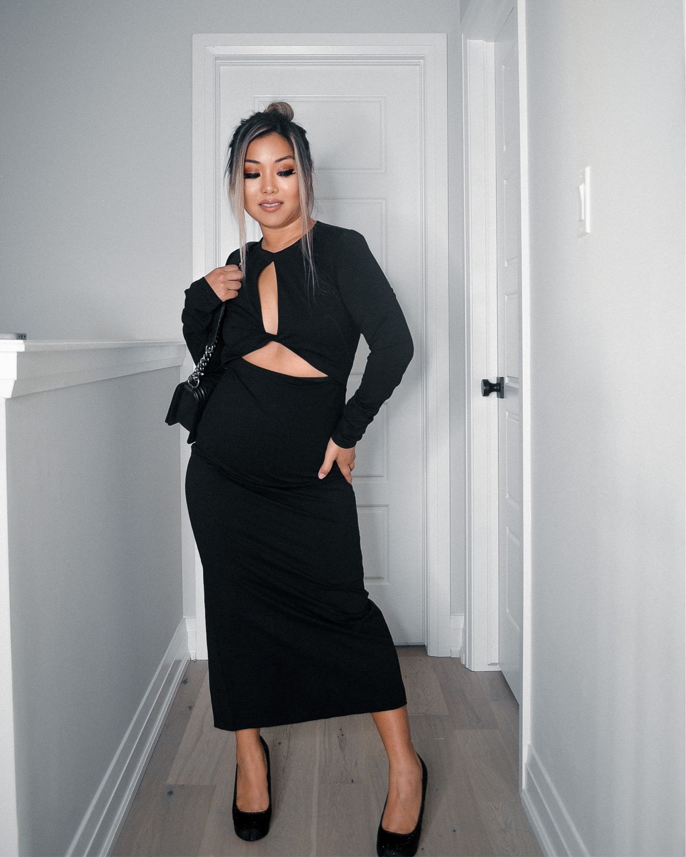 Holiday Dress Idea
Black Long Sleeve Midi Dress
Black Heels
Chanel Boy Flap Purse

#LTKSeasonal #LTKHoliday #LTKunder100