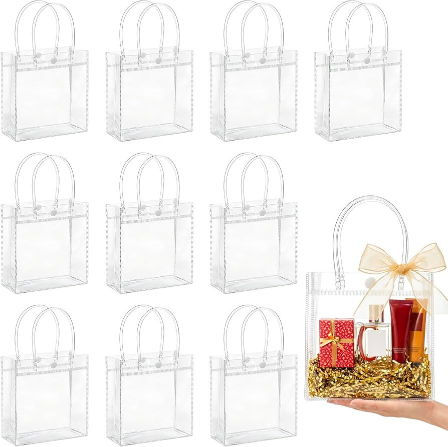 MAQIHAN Clear PVC Gift Bags with Handles - 10PCS Small Party Favor Bags Transparent Party Favour ... | Amazon (US)