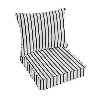 Sunbrella Stripe Outdoor Corded Pillow and Cushion Set Blue/White: UV & Weather-Resistant Patio Furniture Cushions | Target