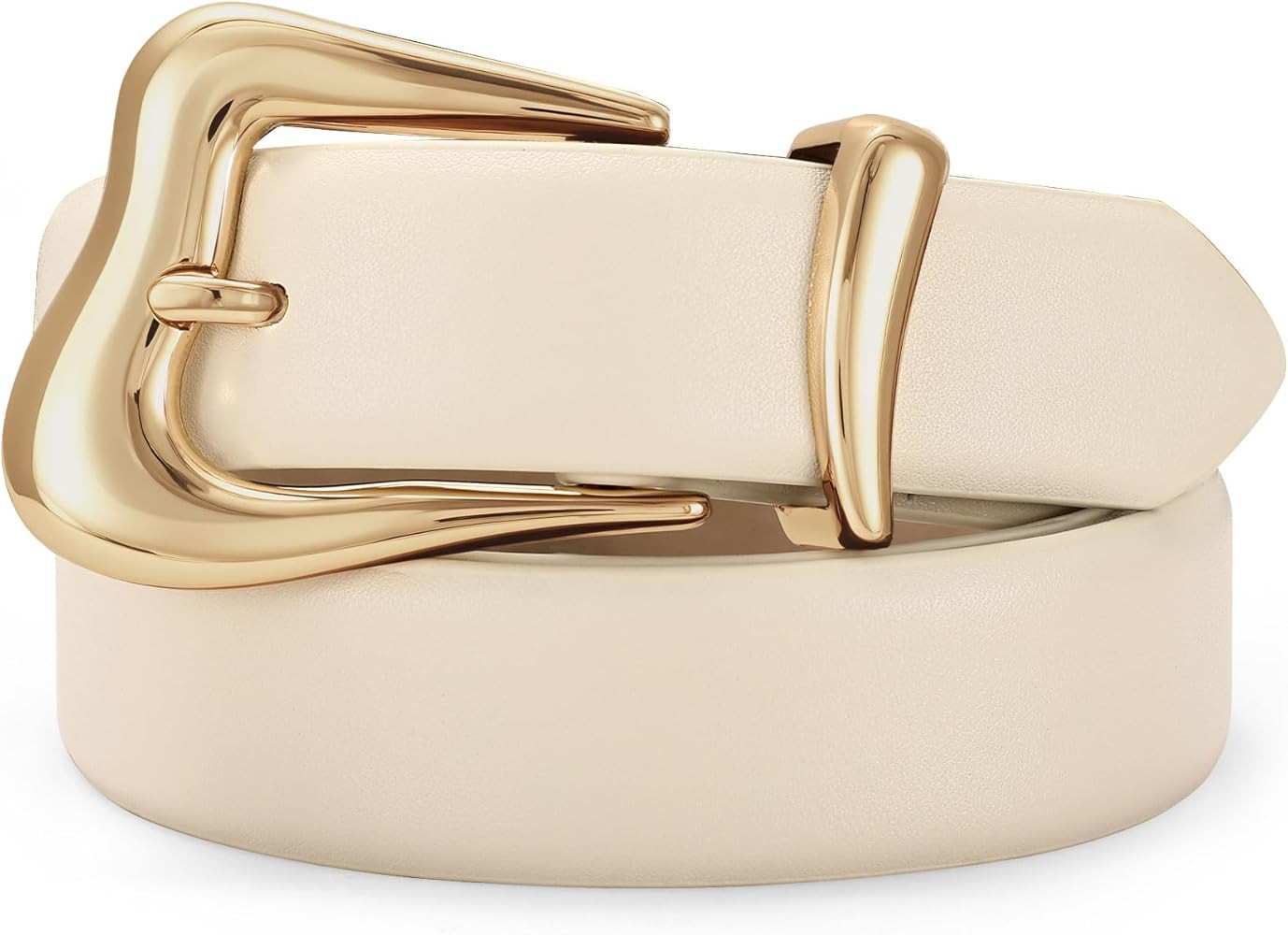 Women Leather Belt with Gold Buckle Fashion Ladies Leather Waist Belt for Jeans Pants | Amazon (US)