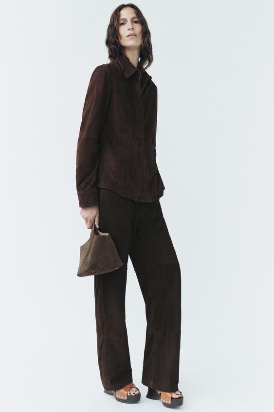 ZW COLLECTION LIMITED EDITION 100% SUEDE OVERSHIRT | Zara US