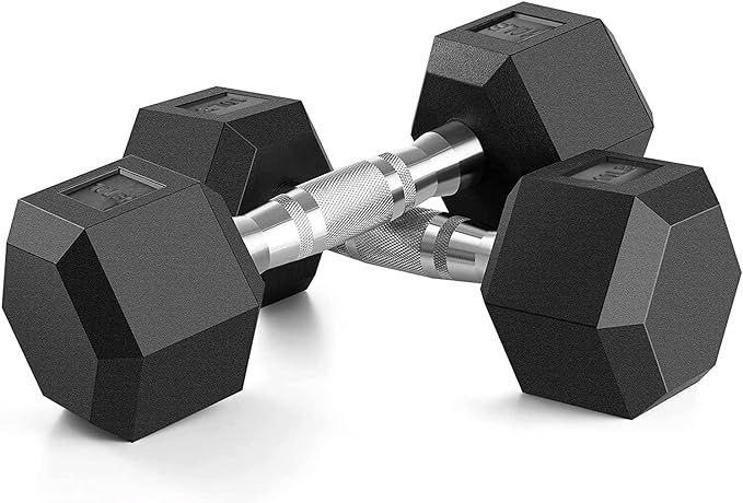 Portzon 8 Colors Options Compatible with Set of 2 Rubber Dumbbell,Anti-Slip, Anti-roll, Hex Shape | Amazon (US)