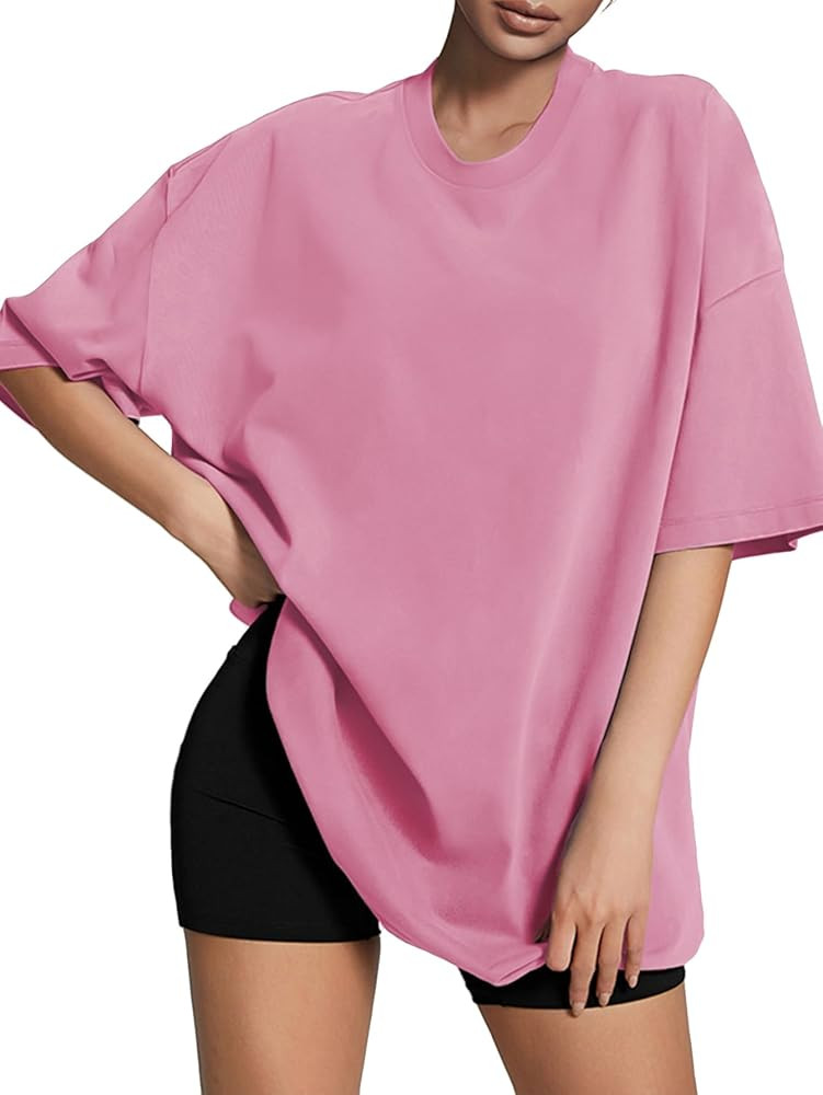 ATHMILE Womens Oversized T Shirts Loose Fit Crewneck Short Sleeve Tops Summer Casual Blouse 2024 ... | Amazon (US)