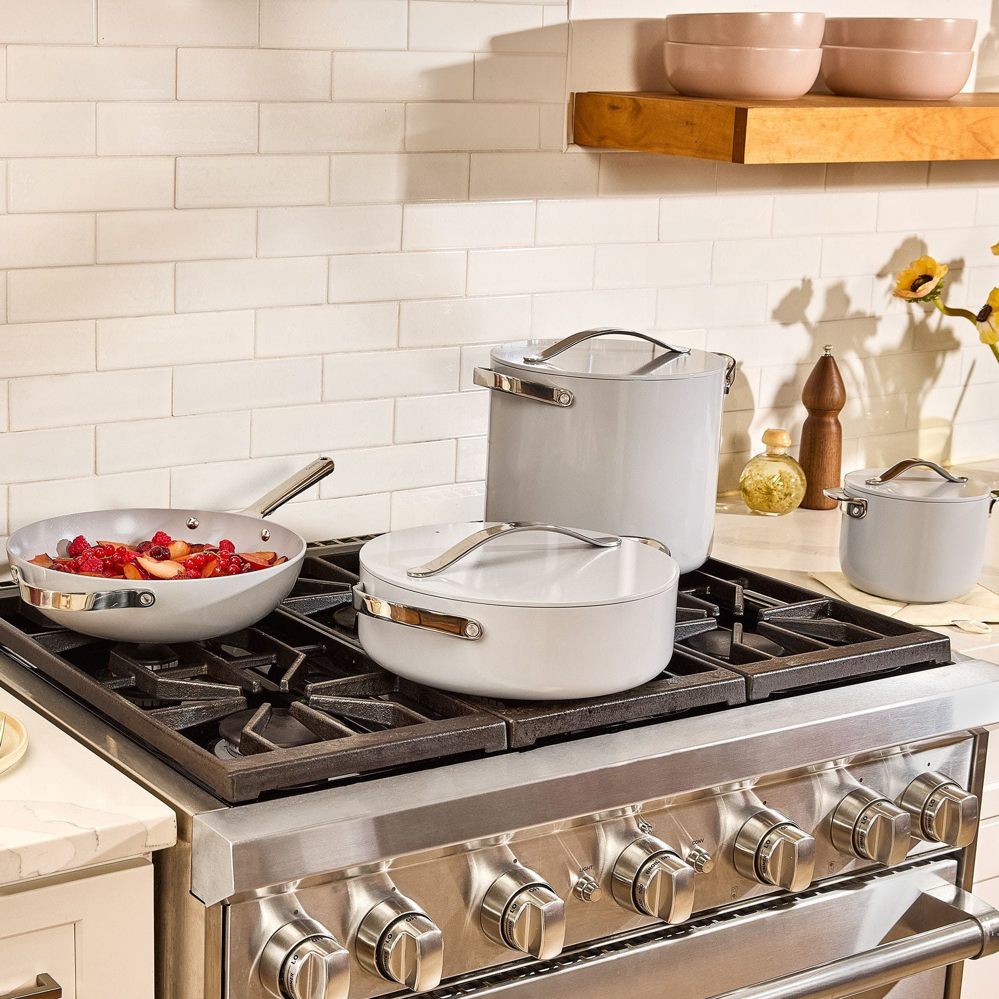 8 Piece Cookware Plus Set In Gray | Non-Stick, Non-Toxic, PFAS-Free Ceramic Cookware | Induction-Compatible For Healthy Cooking | High, Anti-Splatter Walls | Caraway | Caraway