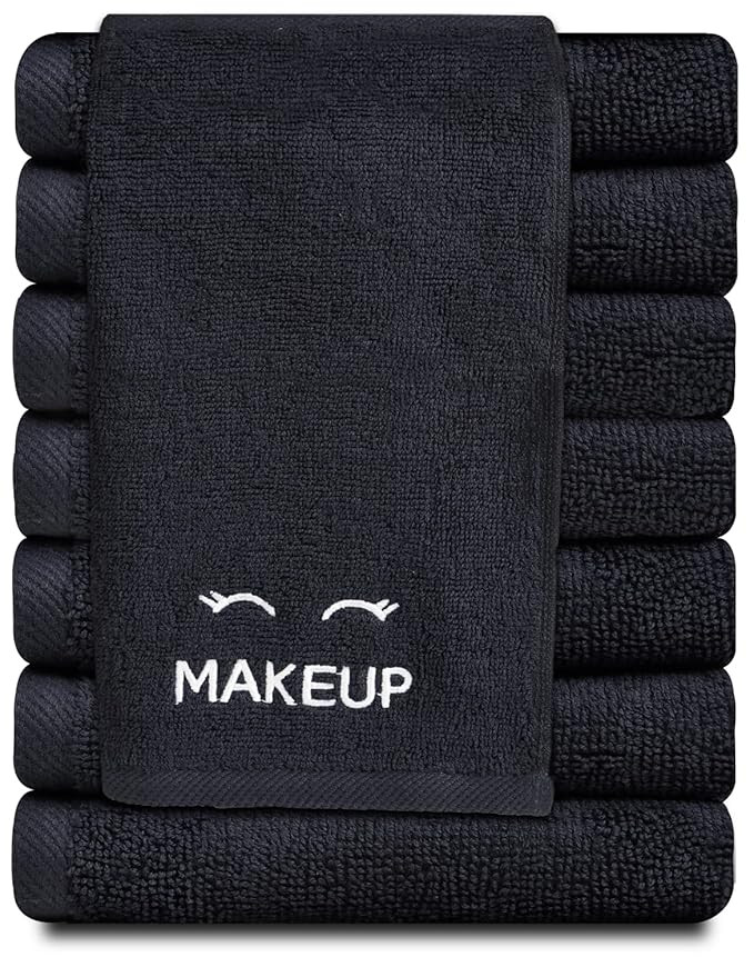 White Classic [12 Pack] Bleach Safe Black Makeup Towels | Luxury Ultra Soft Cotton Face Washcloth... | Amazon (US)