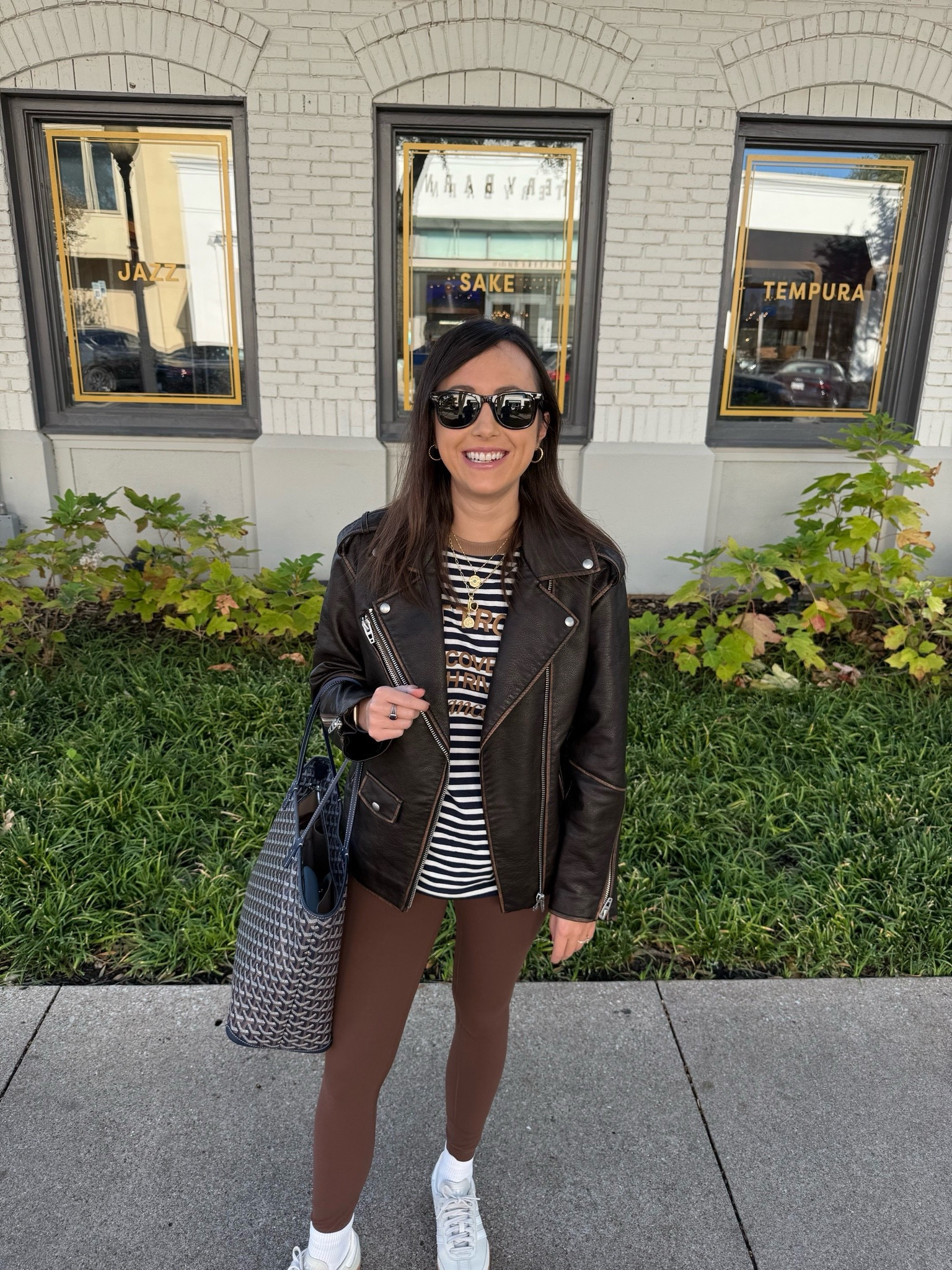 Blanknyc faux leather moto jacket in the perfect chocolate brown. So incredibly soft and well made! Wearing a XS in the coat. Zara tee and lululemon leggings



#LTKFindsUnder100 #LTKSeasonal #LTKStyleTip