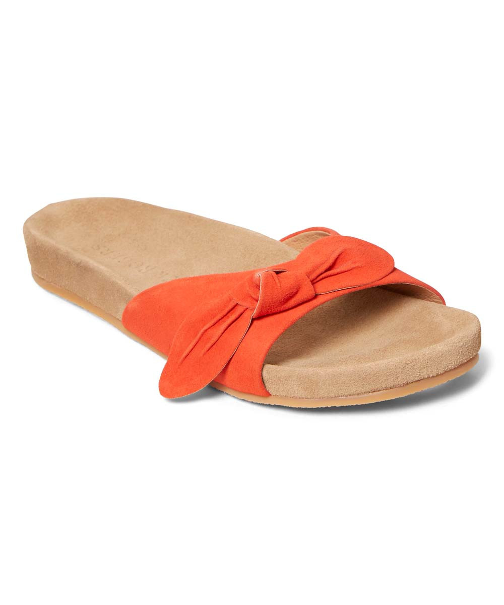 Jack Rogers Women's Sandals FIRE - Fire Red Bow Dorothy Suede Slide - Women | Zulily
