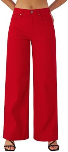 roswear Women's Wide Leg Jeans High Waisted Stretchy Denim Trouser Pants | Amazon (US)