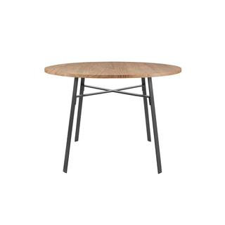 Home Decorators Collection Halford Pecan Brown Finish Round Dining Table for 4 with Black Metal B... | The Home Depot