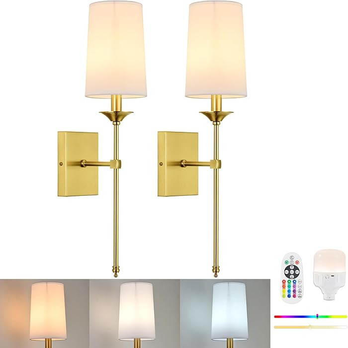 TERLEENART Battery Operated Wall Sconce Set of 2,Cordless Rechargeable Wall Light with RGB Dimmab... | Amazon (US)