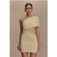 Dallas One Shoulder Mesh Mini Dress / Lemon | MESHKI | S | MESHKI US
