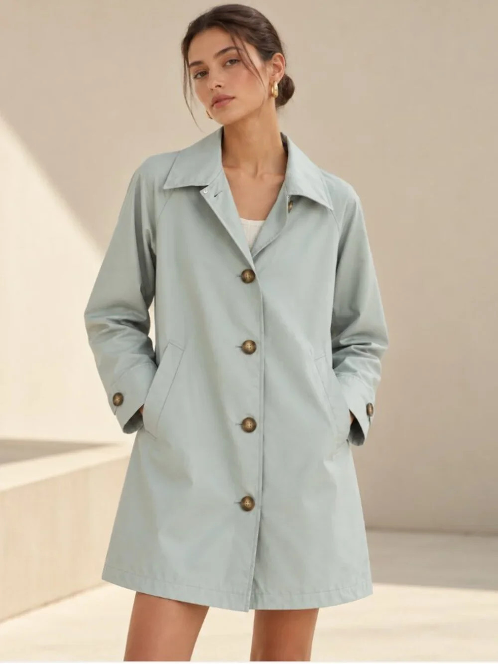 Reformation Blue Lightweight Raincoat Trench Jacket Size M | Poshmark