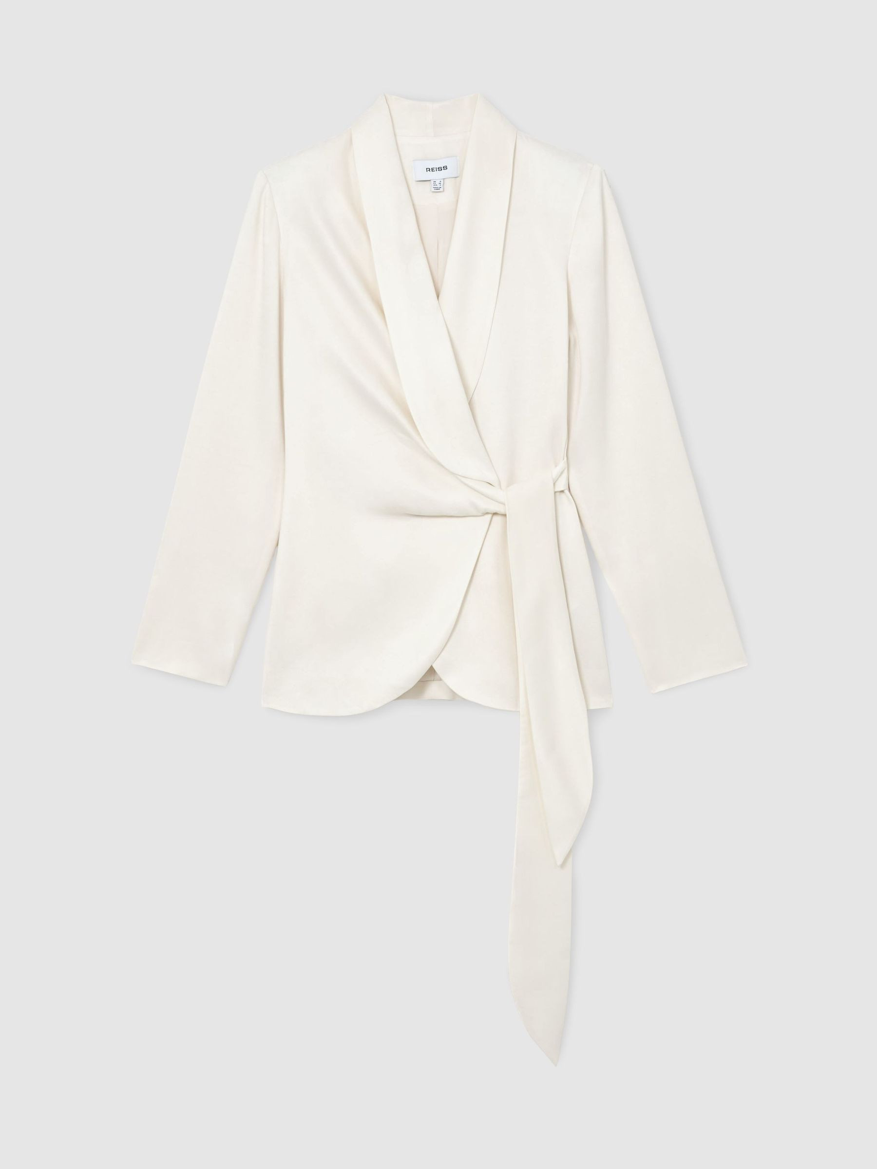 Reiss Tie-Front Wrap Suit Jacket in White - REISS | Reiss UK