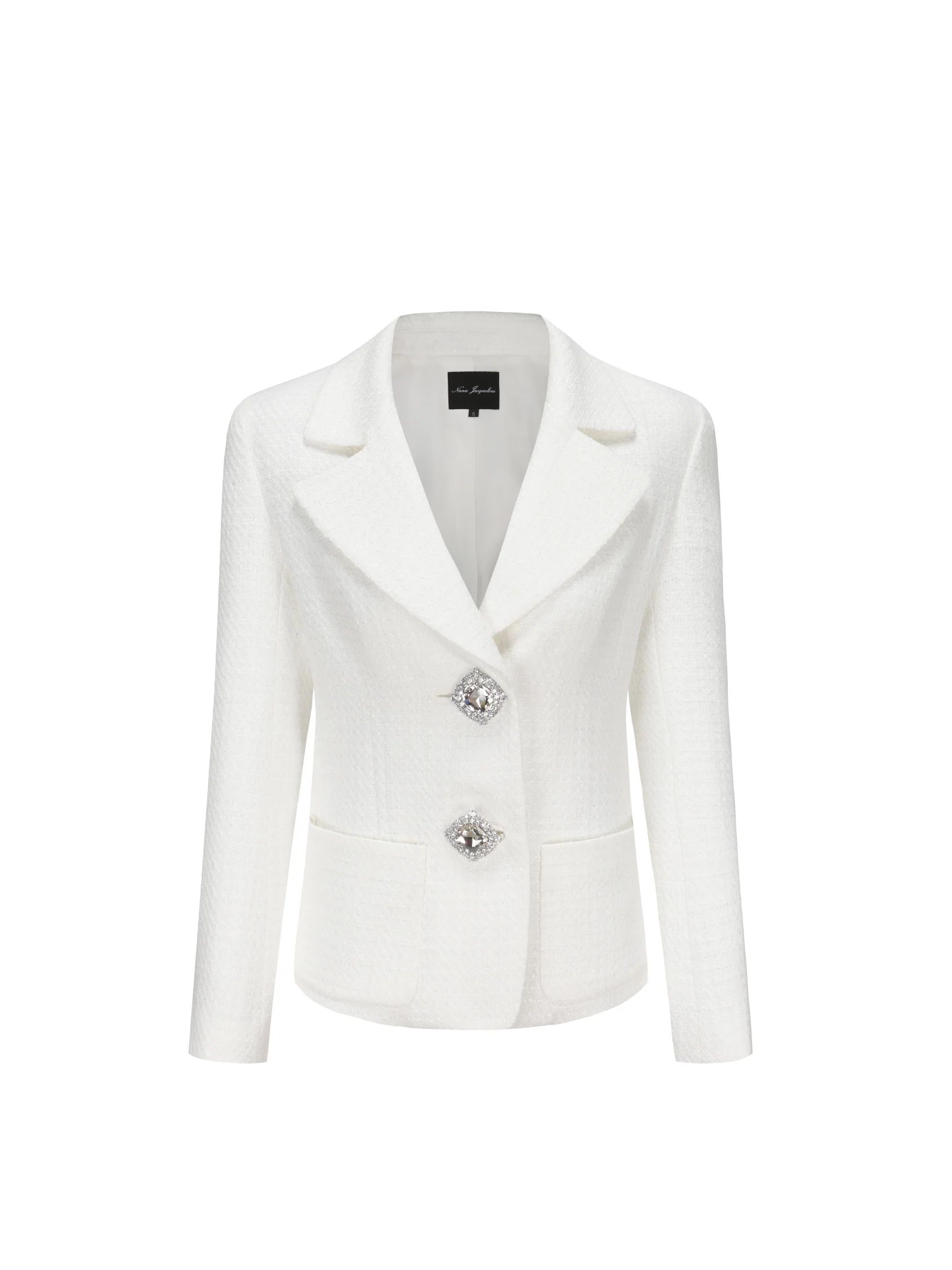 Maya Lapel Suit Jacket (White) | Nana Jacqueline