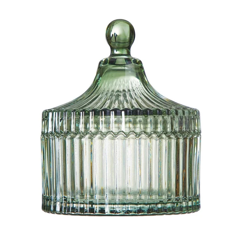 Beautiful Contemporary Sage Green Ribbed Glass Lidded Decorative Jar by Drew Barrymore, 4.02" L x... | Walmart (US)