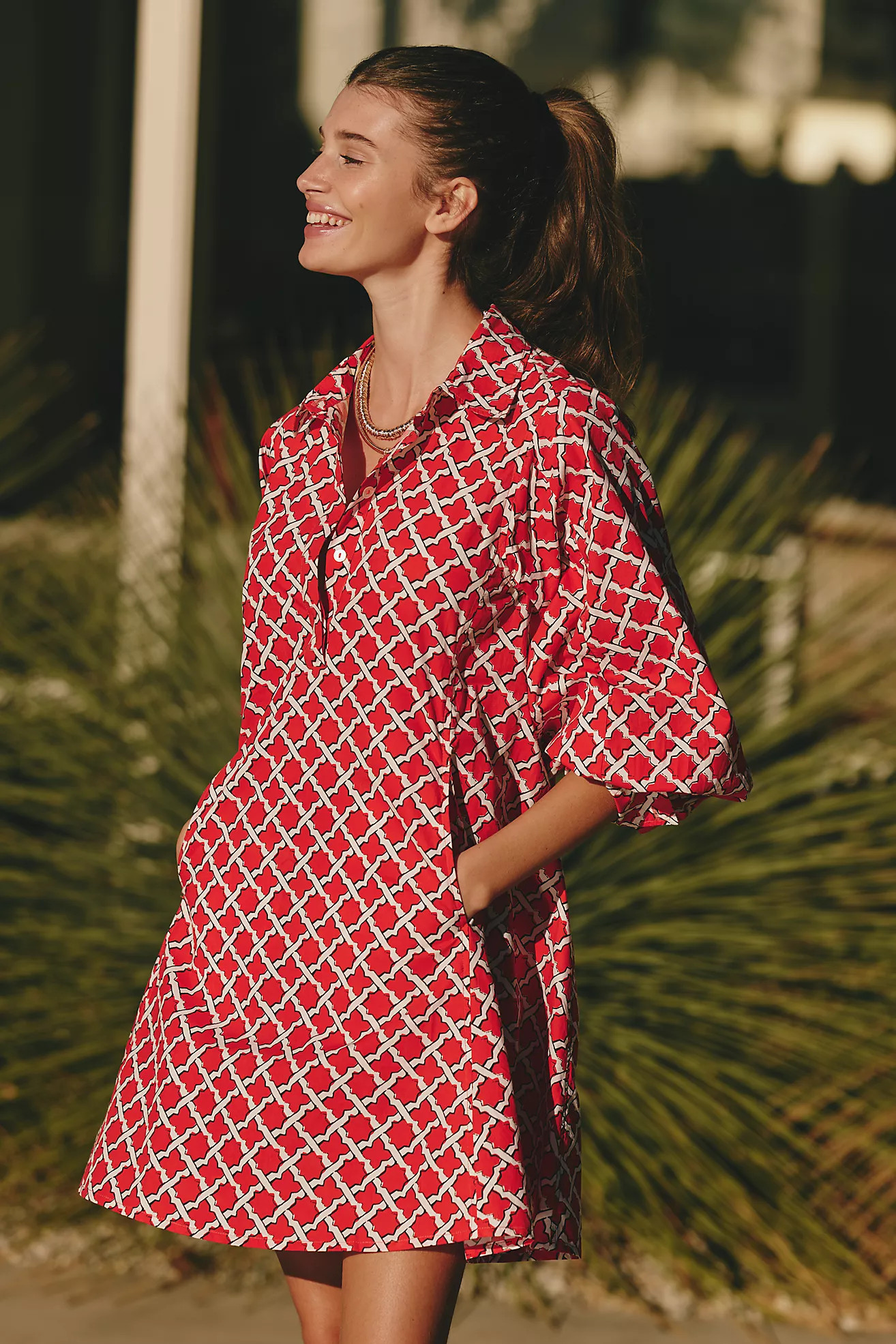 Ro's Garden Chloe Long-Sleeve Mini Shirtdress | Anthropologie (US)
