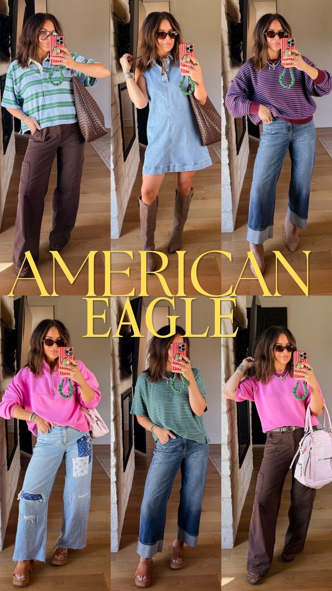 A little fall preview of what’s to come for @American Eagle Outfitters 
Most tops: large
Polo: XL
Jeans are size 10. 
The cuffed ones are the short to make them ankle length. The brown and patchwork are LONG length (I am almost 5’8”)
In

#LTKSaleAlert #LTKOver40 #LTKMidsize