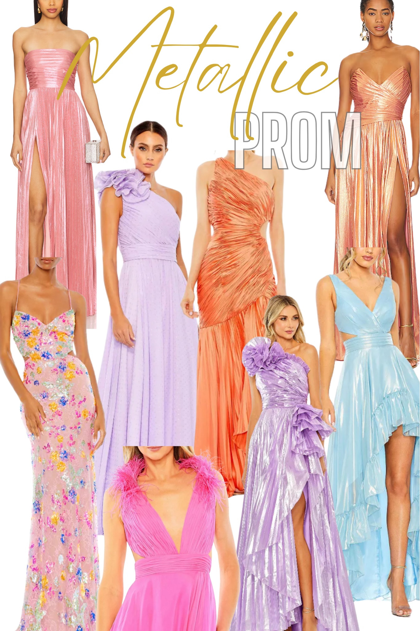 New Metallic Prom Dress curated idea boards | Maxi | Gown | Formal | Gold | Bronze | Silver | Shiny | Embellished | Sequin | Sequined | Strapless | Halter | Ruffle | Mermaid | Straight | Pleated | One Shoulder | Pleats | Ruffles | Criss Cross | Grecian | Pink | Coral | Purple | Lavender | Aqua | Light Blue | Floral | Light Pink | Ball Gown | Evening Wear

#LTKSeasonal #LTKWedding #LTKStyleTip