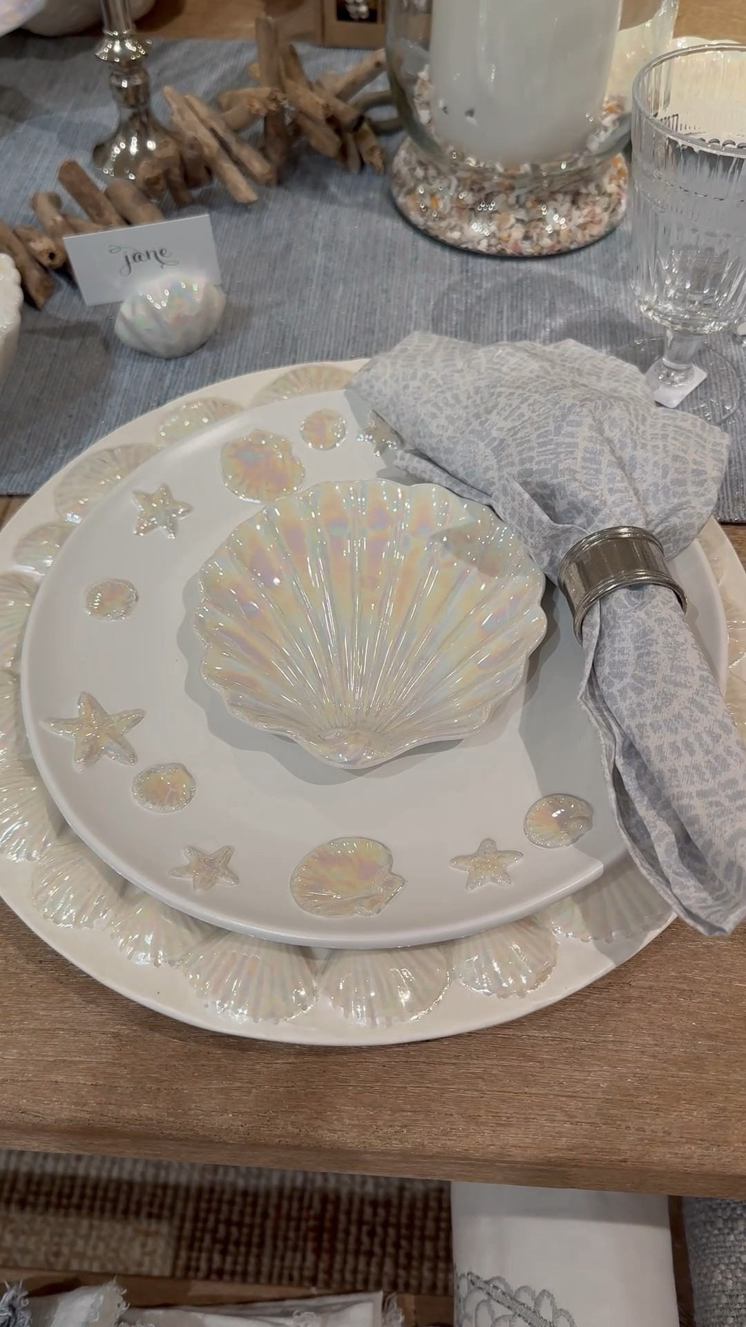 Coastal tabletop decor, place setting, beach house decor

#LTKHome #LTKSeasonal #LTKdayinmylife