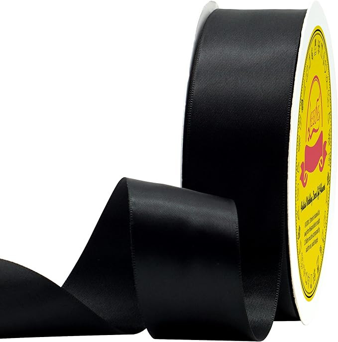 Double Face Black Satin Ribbon 1-1/2 inch X 50 Yards Polyester Black Ribbon for Gift Wrapping Wed... | Amazon (US)