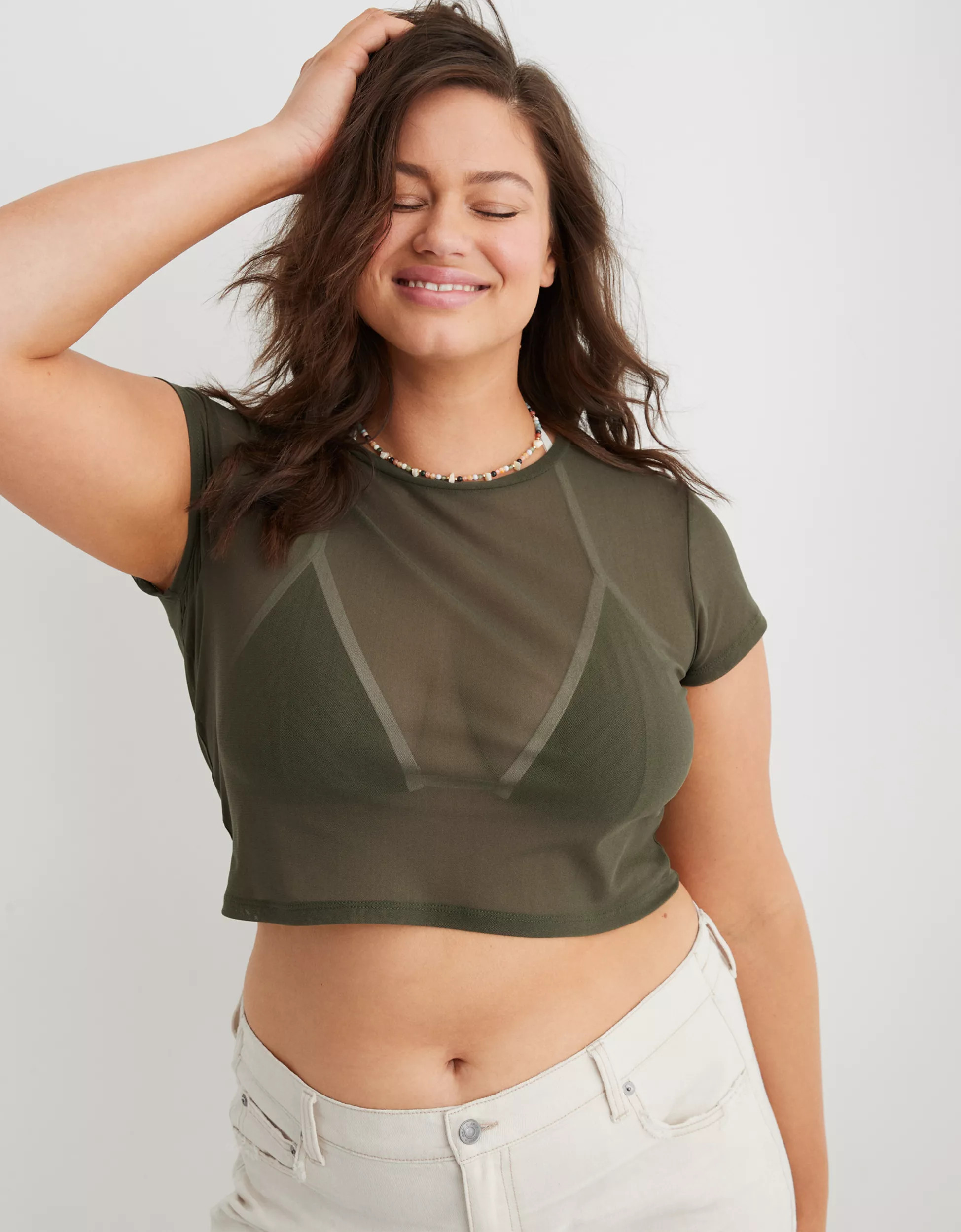 Aerie Magic Mesh Baby T-Shirt | American Eagle Outfitters (US & CA)