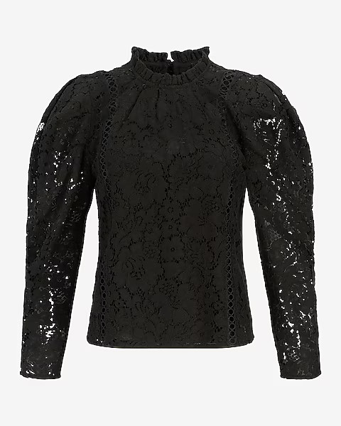 Lace Puff Sleeve Top | Express