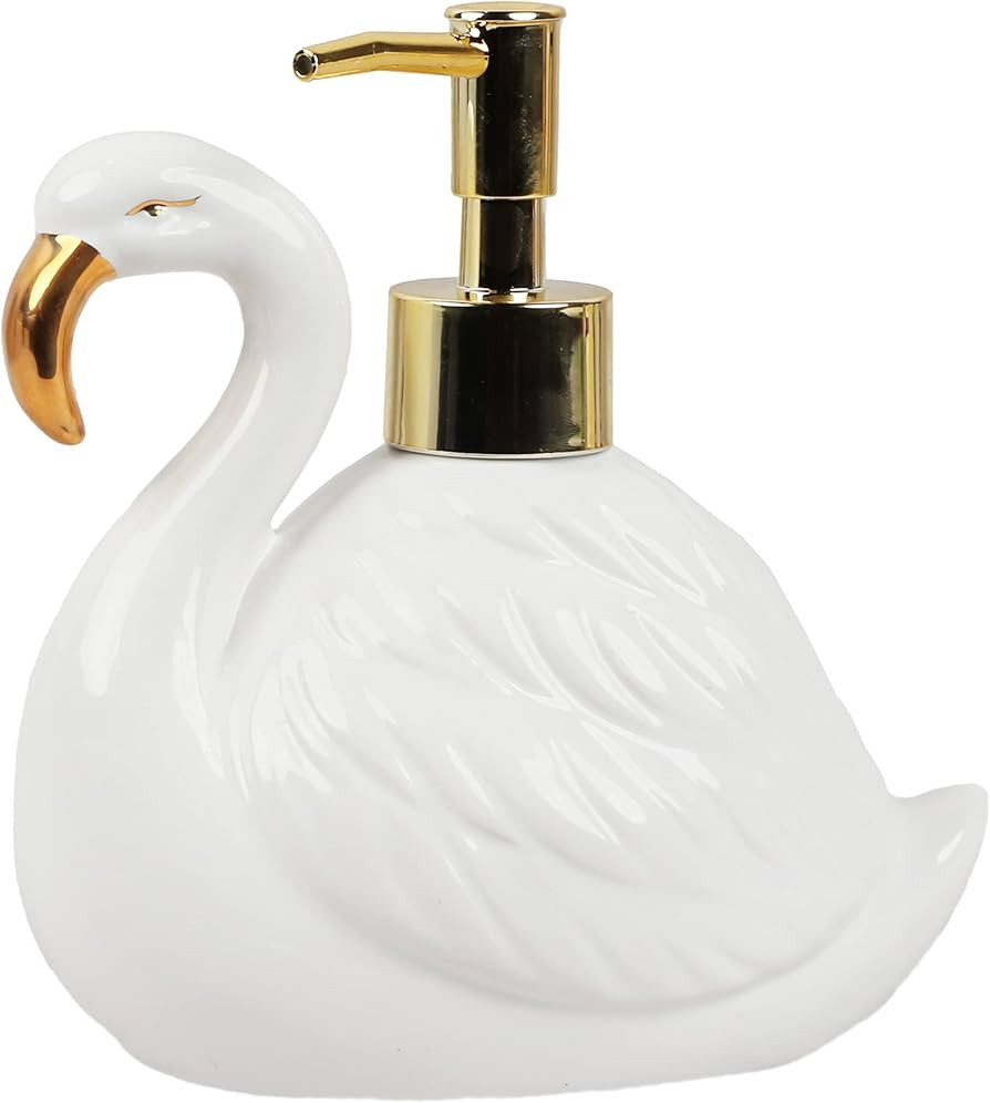 Flamingo Soap Dispenser with Pump for Bathroom or Kitchen Sink - White Swan | Amazon (US)