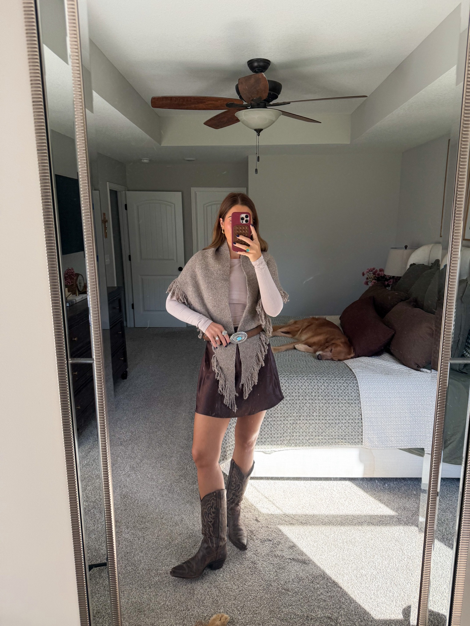 amazon western ootd! size small in long sleeve, skirt is similar not exact :)