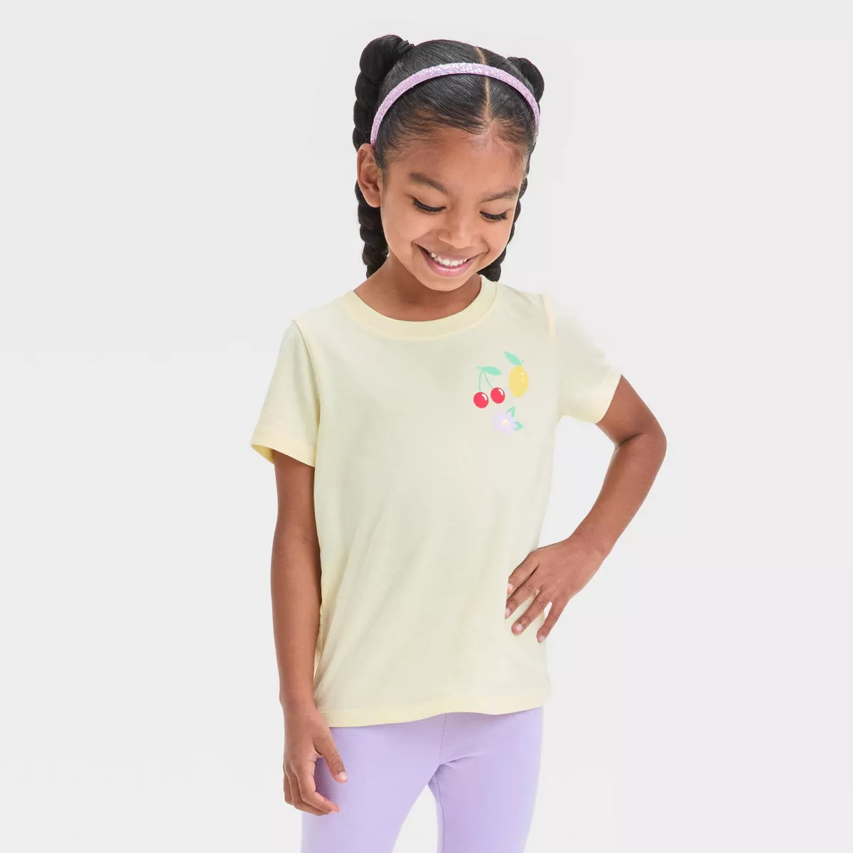 Toddler Girls' Fruits Graphic T-Shirt - Cat & Jack™ Light Yellow | Target
