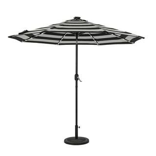Island Umbrella Mirage II Fiesta 9 ft. Octagon Market Umbrella with LED Tube Lights in Black-Whit... | The Home Depot