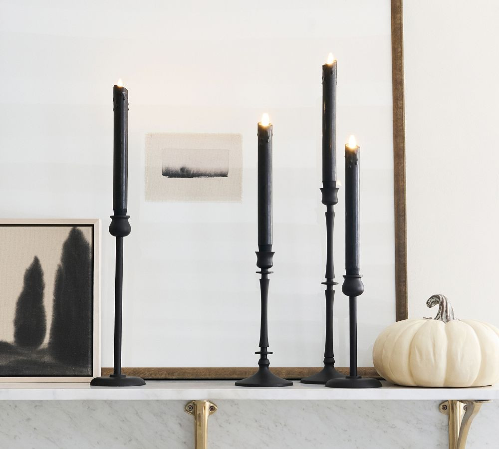 Premium Flickering Flameless Wax Taper Candle | Pottery Barn (US)
