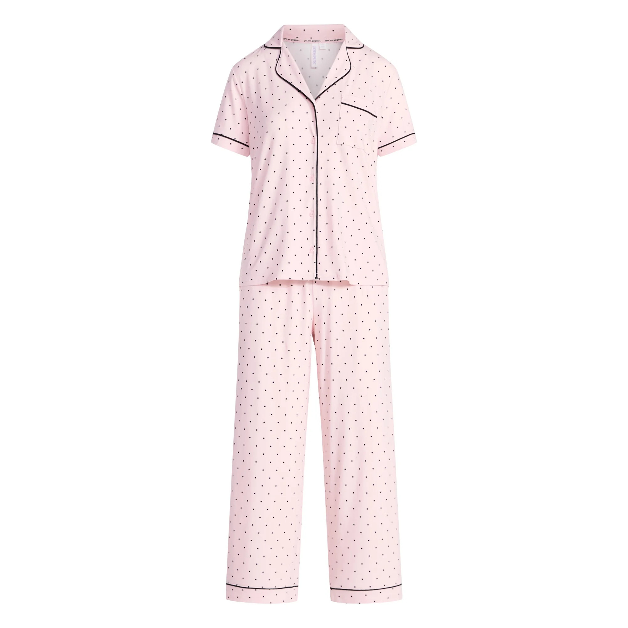 Joyspun Women's Dreamy Soft Collection Notch Collar Top and Capri Pants Pajama Set, 2-Piece, Size... | Walmart (US)