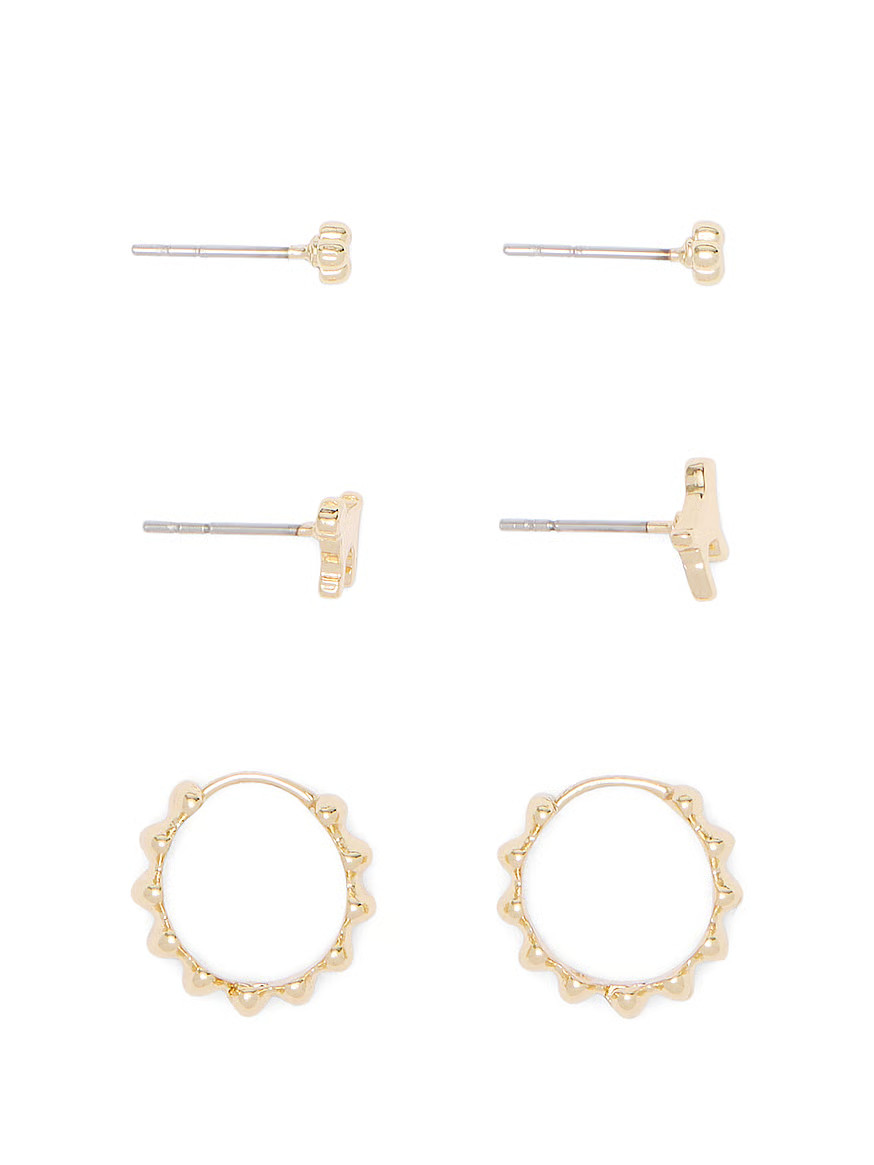 Buy Silver 3-Pack Stud & Hoop Earring Set, Gold - Order W EARRINGS online - PINK US | Victoria's Secret (US / CA )