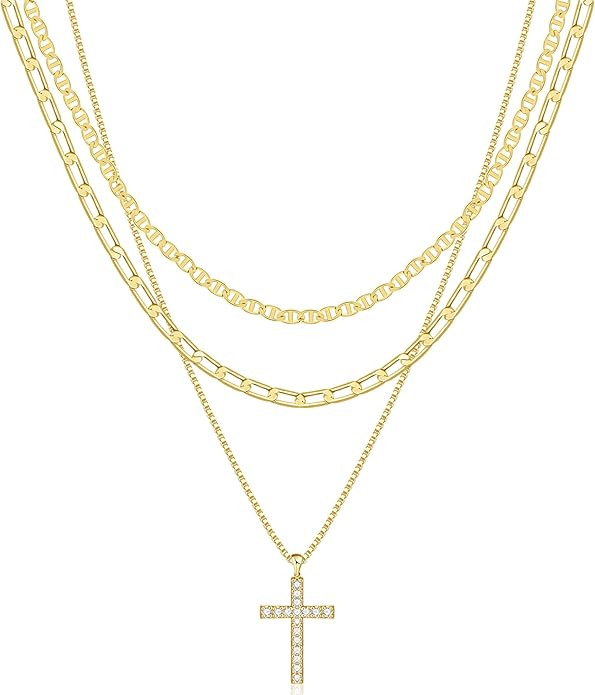 Cross Necklace for Women,Stackable Stacked Stacking Layering Layered Necklaces Dainty Gold Neckla... | Amazon (US)