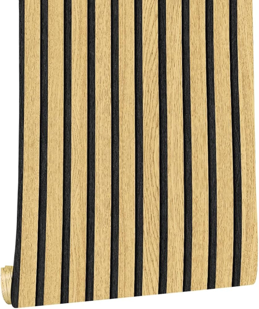 Wallpaper Peel and Stick Wood Grating Stripe Self-Adhesive Wallpaper Faux Wood Contact Paper Wood... | Amazon (US)